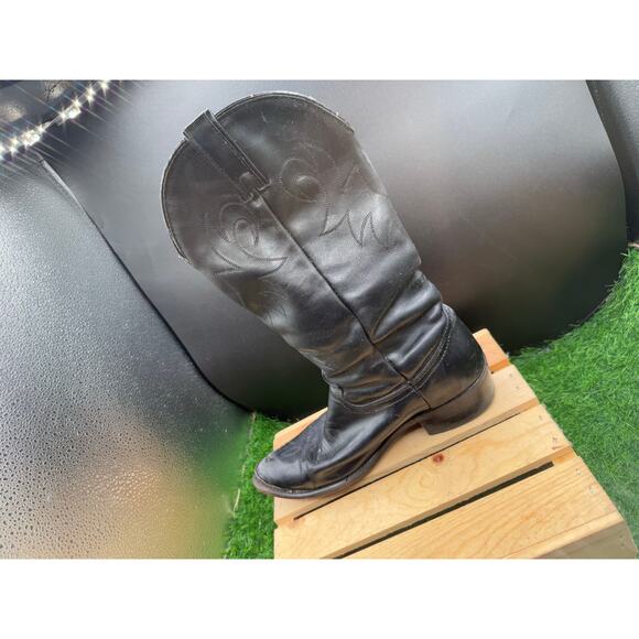 Black Leather Cowboy Boots- Size 8(approx) - Picture 5 of 10